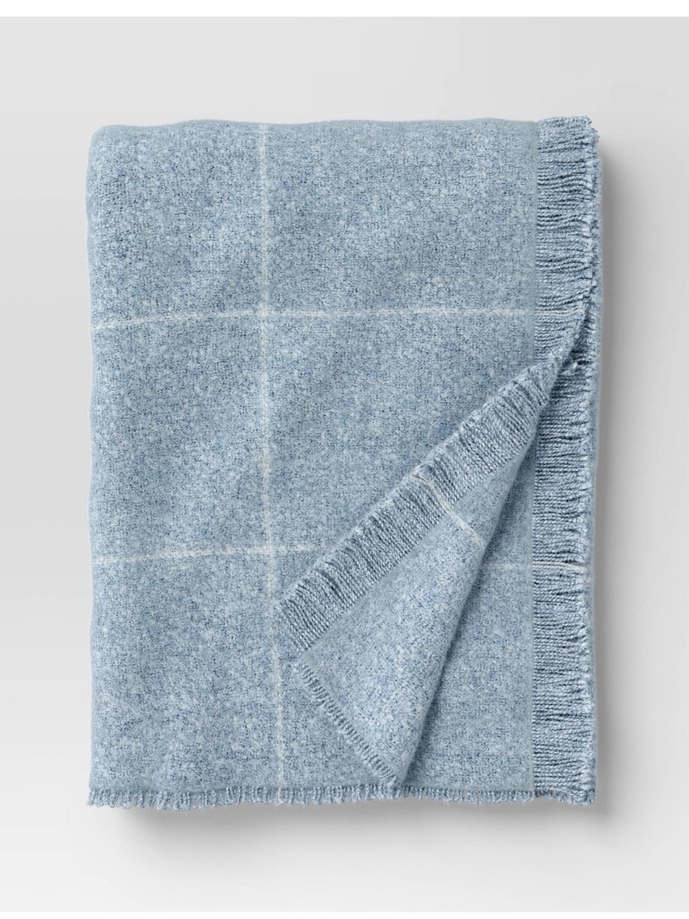 Threshold Windowpane Boucle Throw Blanket- Blue/Cream